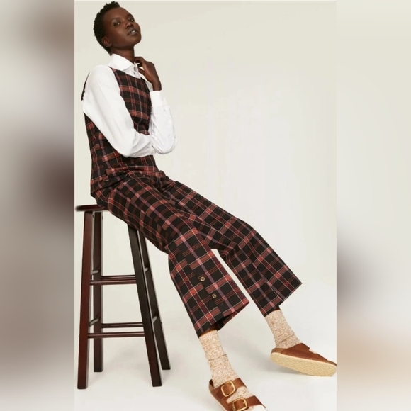 Pamela Love x RTR Old School Plaid Multi Color Overalls Jumpsuit Size 10 - Picture 4 of 15